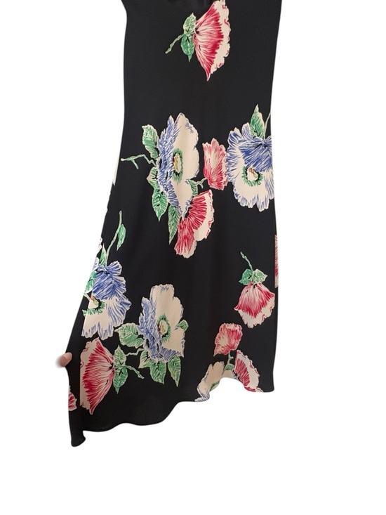 Jones New York size 6 bias cut a-line dress black bold floral - Picture 5 of 8